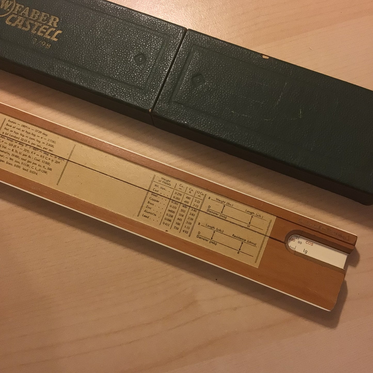 Vintage AW Faber Castell Elektro 1/98 Slide Ruler 1950