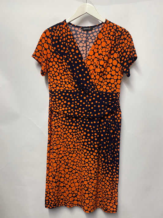 Kaleidoscope Orange and Blue Polka Dot Wrap Style Dress 12