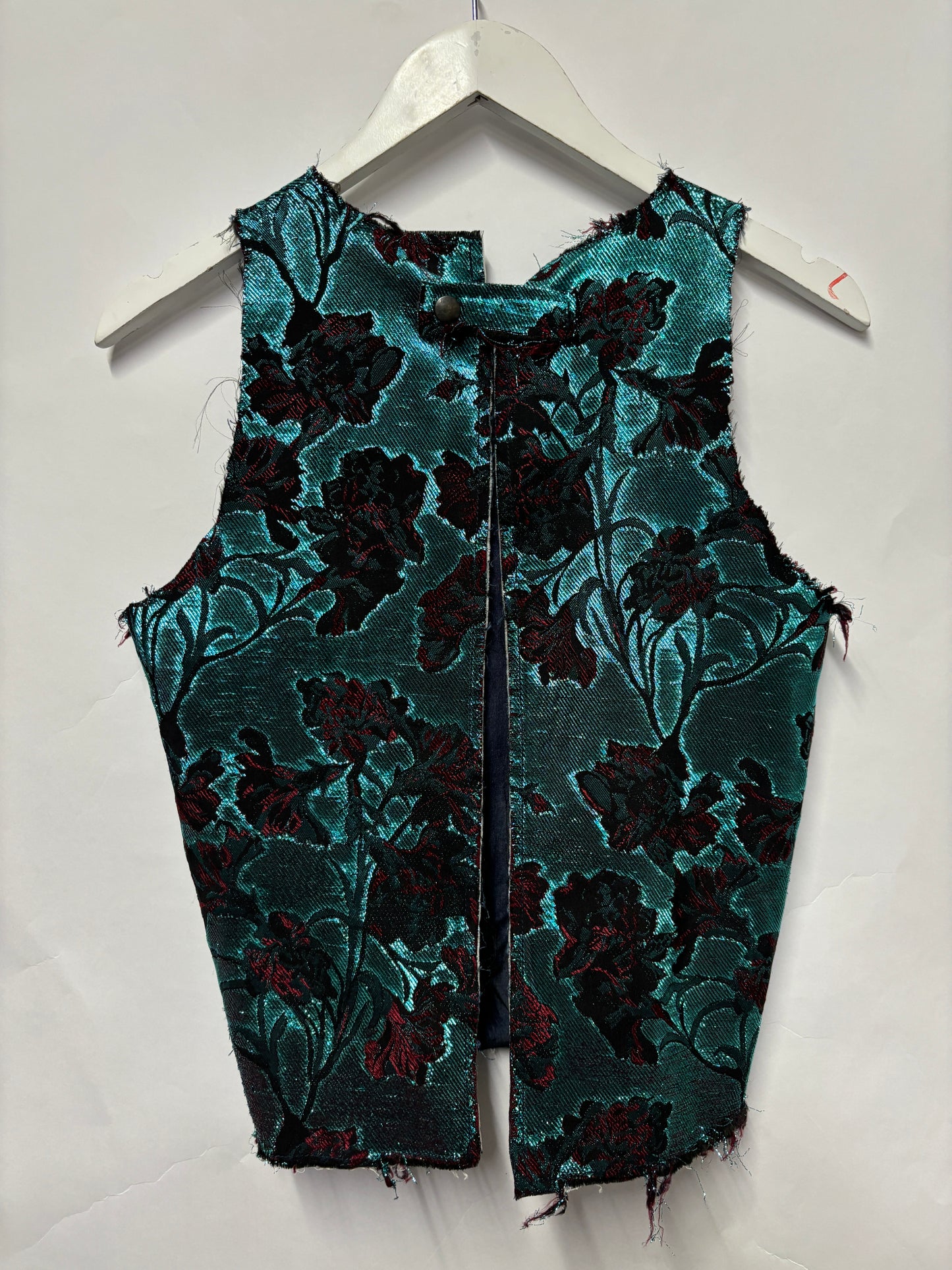 Marques Almeida Blue Brocade Raw Hem Vest Top s/m