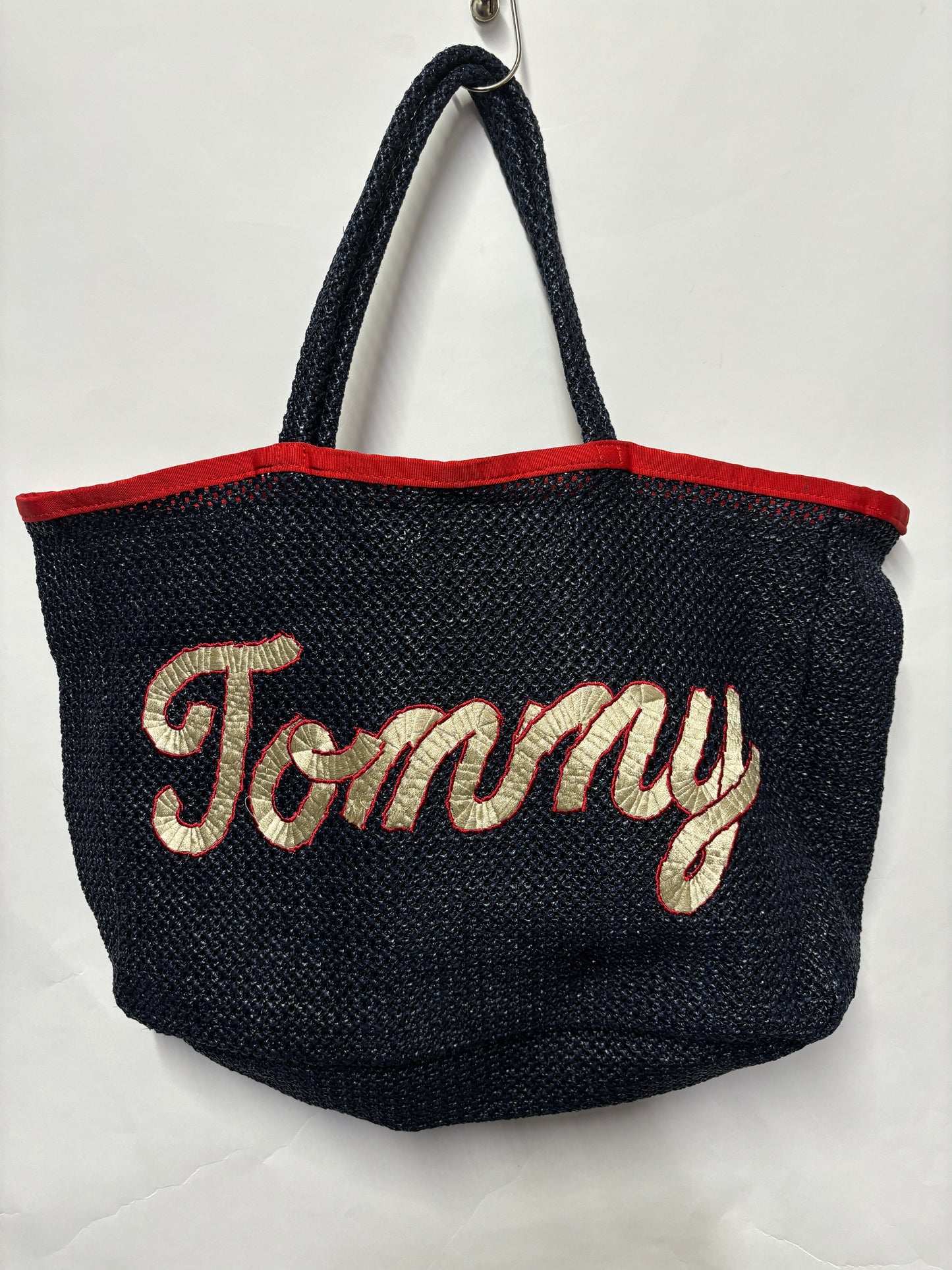 Tommy Hilfiger Navy Woven Love Large Shopper/Tote/Beach Bag