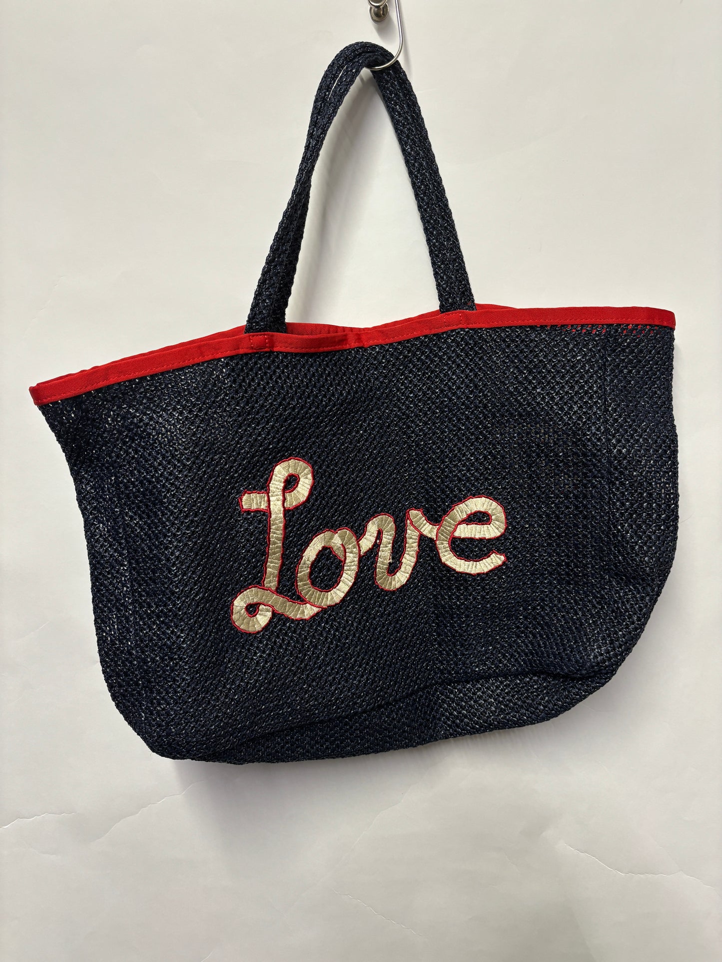 Tommy Hilfiger Navy Woven Love Large Shopper/Tote/Beach Bag