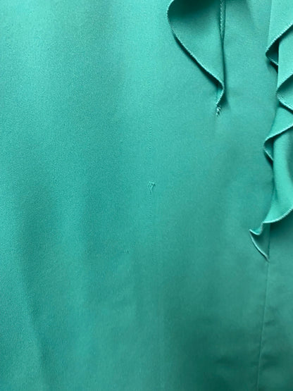 Kobi Halperin Green Sleeveless Silk Ruffle Blouse Extra Large
