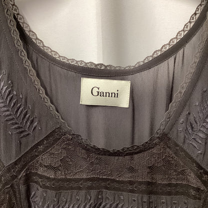 Ganni Grey Batwing Sheer Dress Extra Small