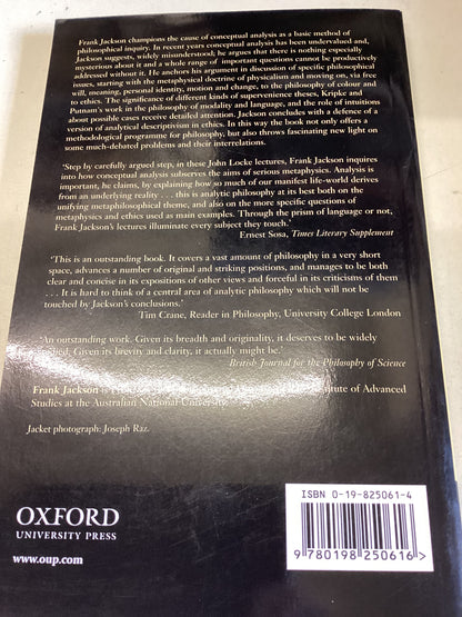 From Metaphysics to Ethics A Defence of Conceptual Analysis Frank Jackson