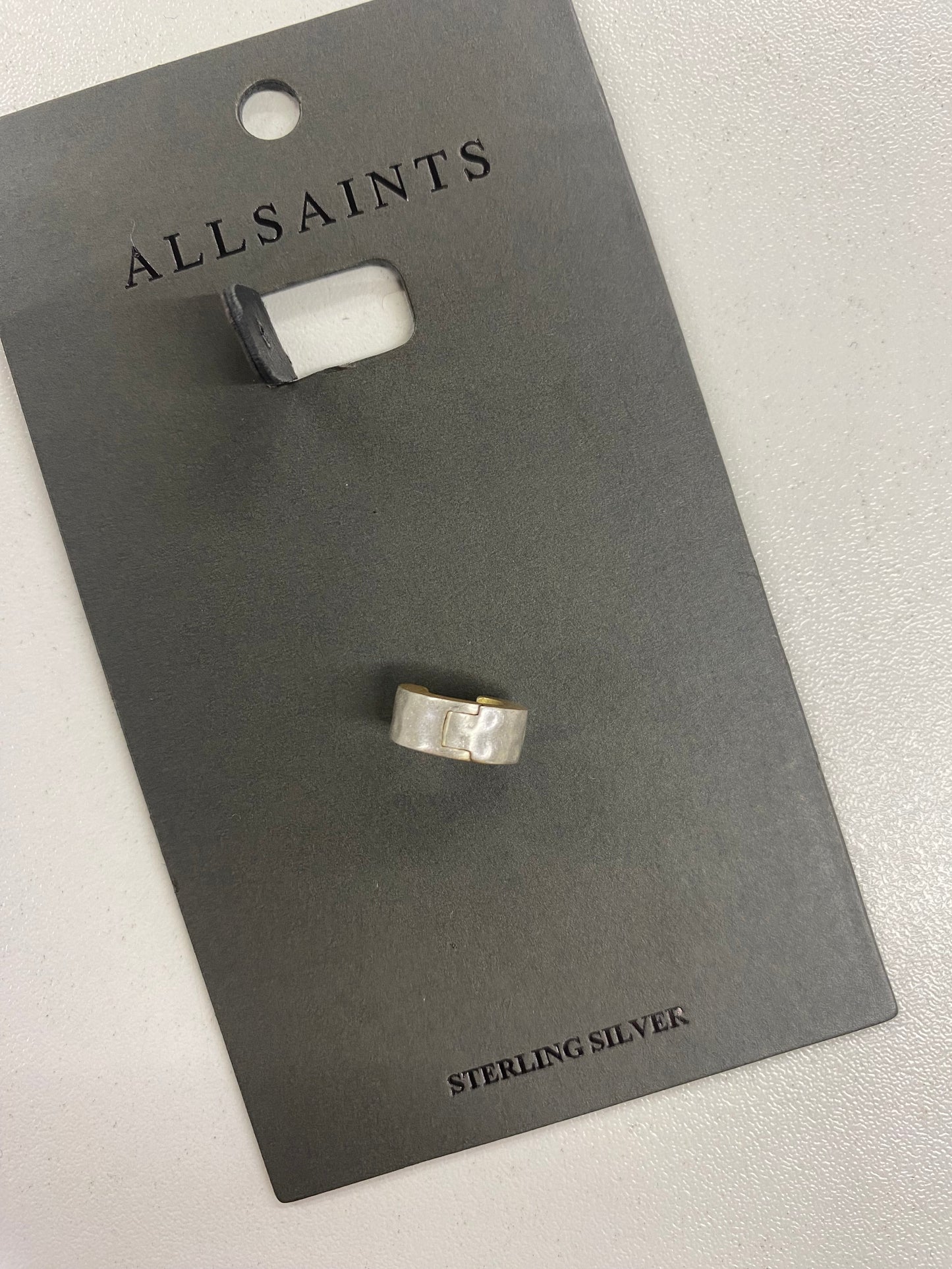 AllSaints Sterling Silver 925 Jensen Two Tone Single Chunky Hoop Earring BNWT