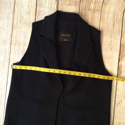 Massimo Dutti Navy Blue Long Waistcoat Cardigan w/Pockets Size M