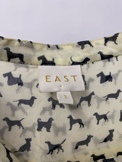 East Cream Sheer Dog Print Blouse Small