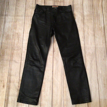 Fuente Black Leather Trousers Size W32 (approx.)