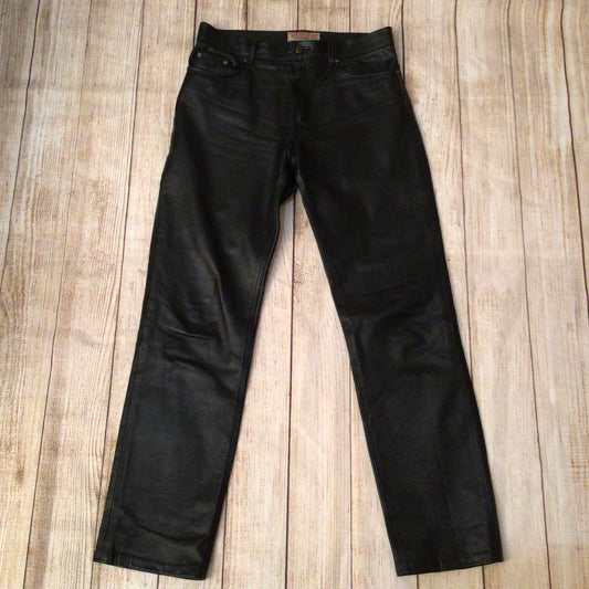 Fuente Black Leather Trousers Size W32 (approx.)
