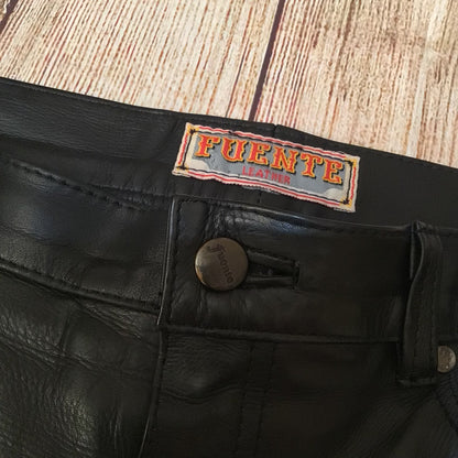 Fuente Black Leather Trousers Size W32 (approx.)