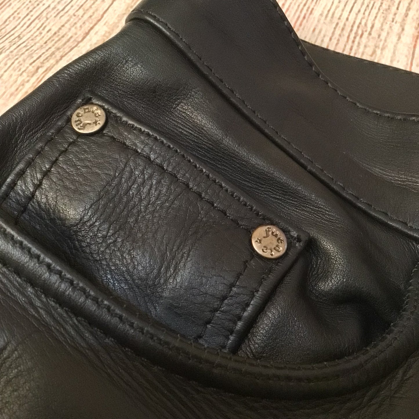 Fuente Black Leather Trousers Size W32 (approx.)