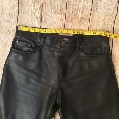 Fuente Black Leather Trousers Size W32 (approx.)