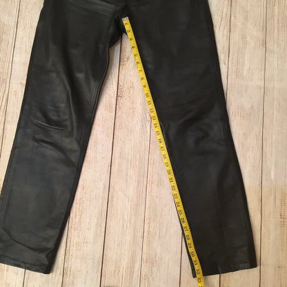 Fuente Black Leather Trousers Size W32 (approx.)