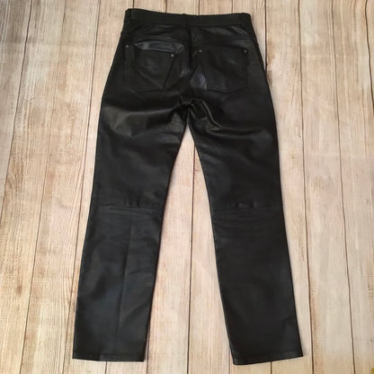 Fuente Black Leather Trousers Size W32 (approx.)