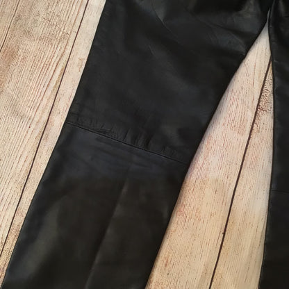 Fuente Black Leather Trousers Size W32 (approx.)