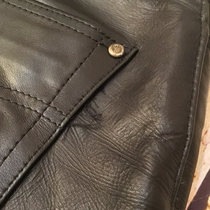 Fuente Black Leather Trousers Size W32 (approx.)