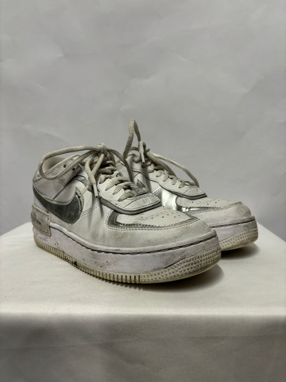 Nike Air Force 1 White Pure Metallic Silver Low Shadow Trainers 5