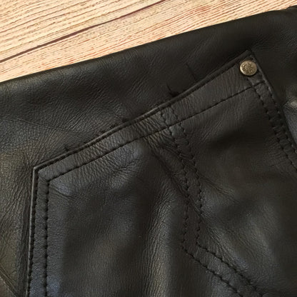 Fuente Black Leather Trousers Size W32 (approx.)
