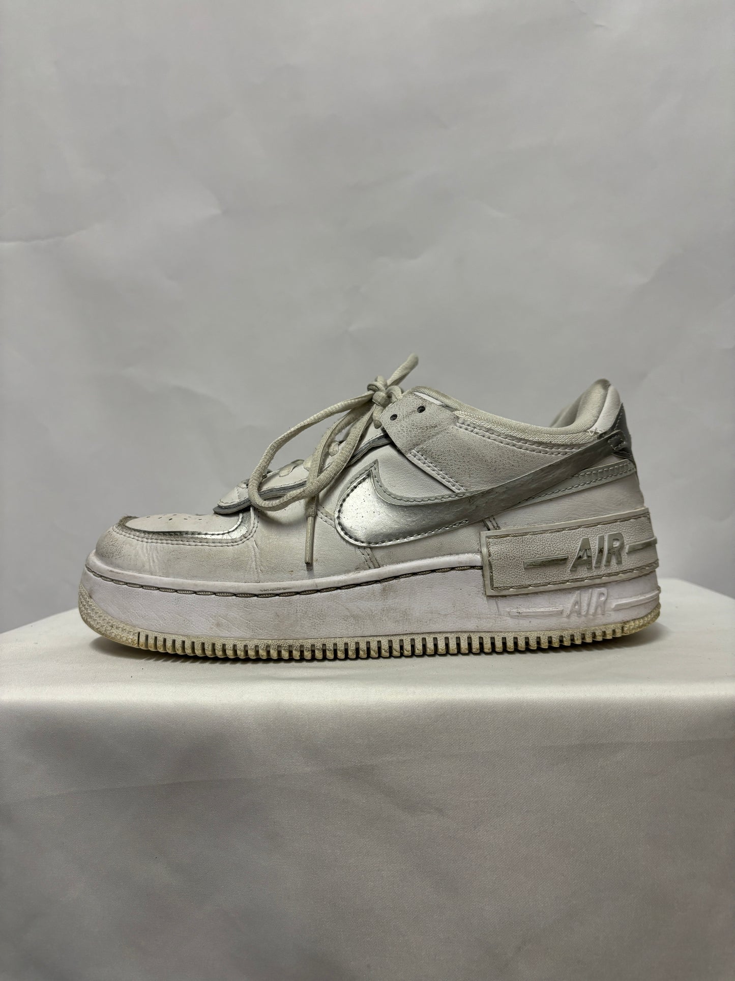 Nike Air Force 1 White Pure Metallic Silver Low Shadow Trainers 5