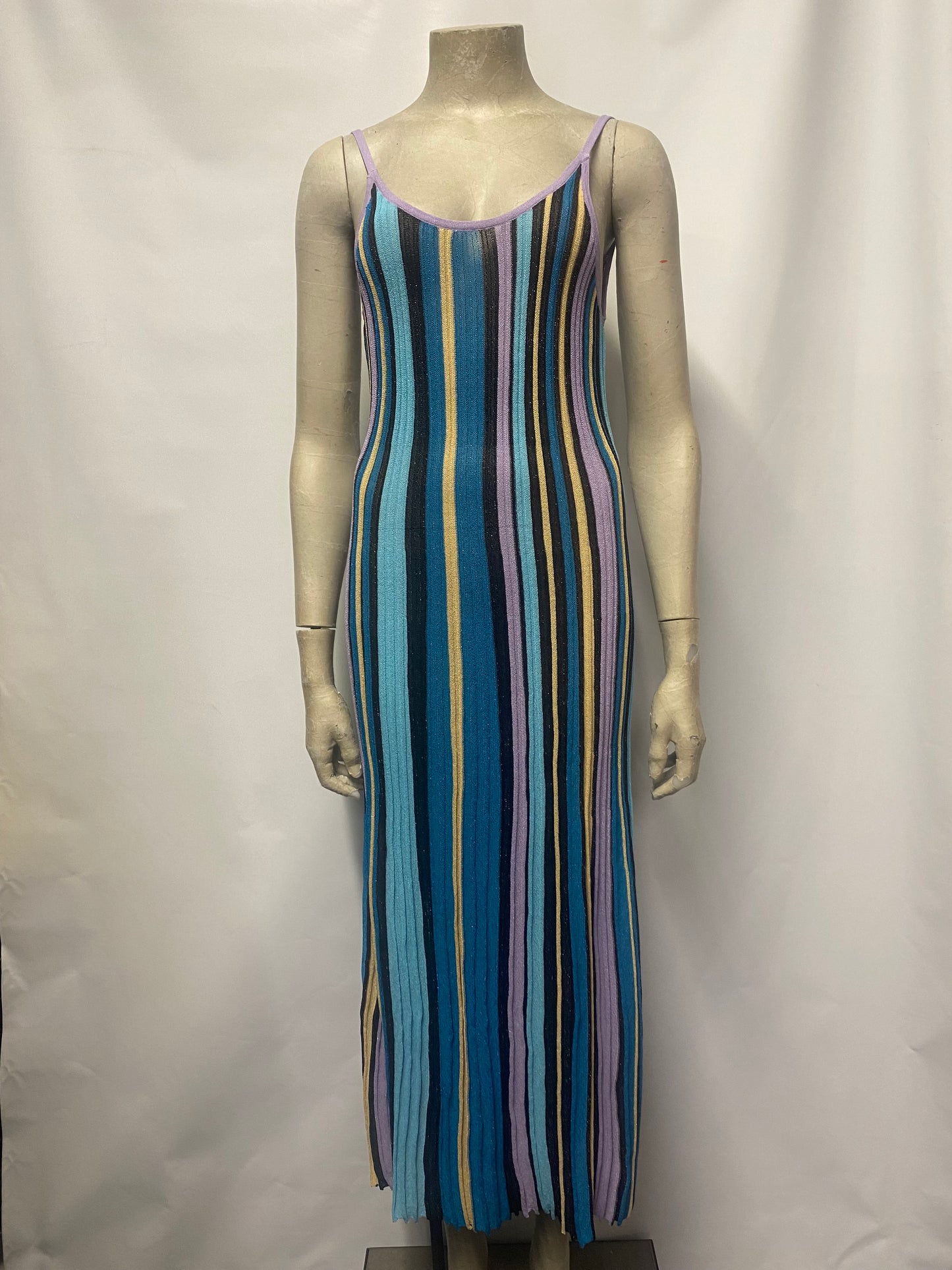 & Other Stories Blue Metallic Stripe Knit Dress Small BNWT