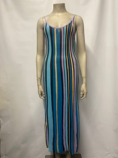 & Other Stories Blue Metallic Stripe Knit Dress Small BNWT