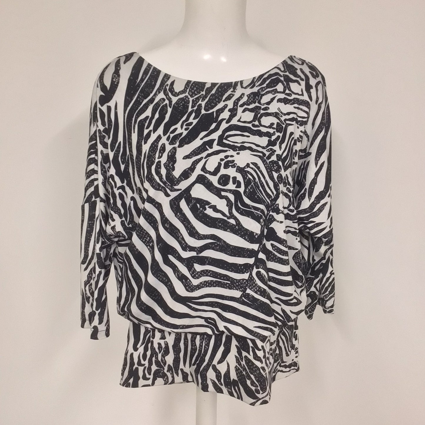 BNWT Star by Julien MacDonald Black & White Zebra Print Cowl Top RRP £35 Size 12