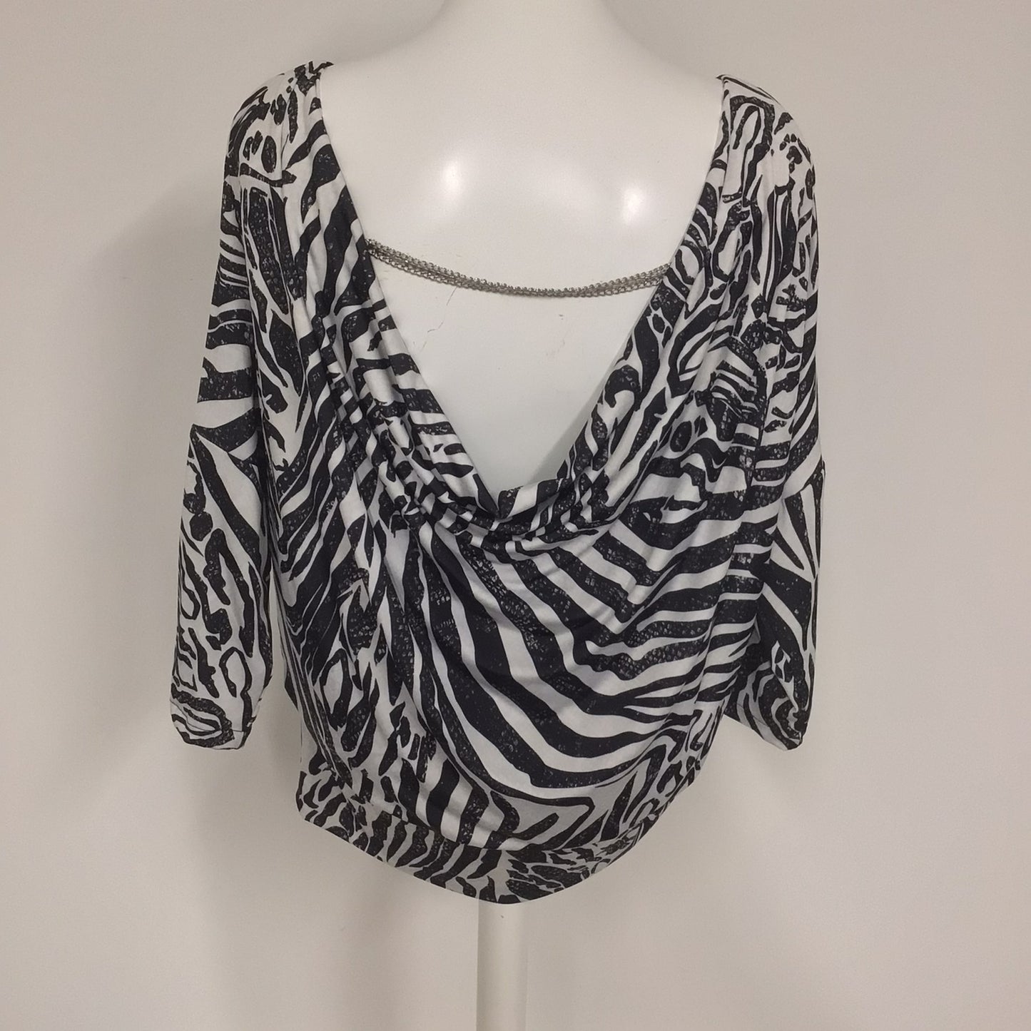 BNWT Star by Julien MacDonald Black & White Zebra Print Cowl Top RRP £35 Size 12