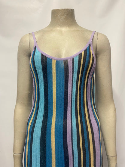 & Other Stories Blue Metallic Stripe Knit Dress Small BNWT