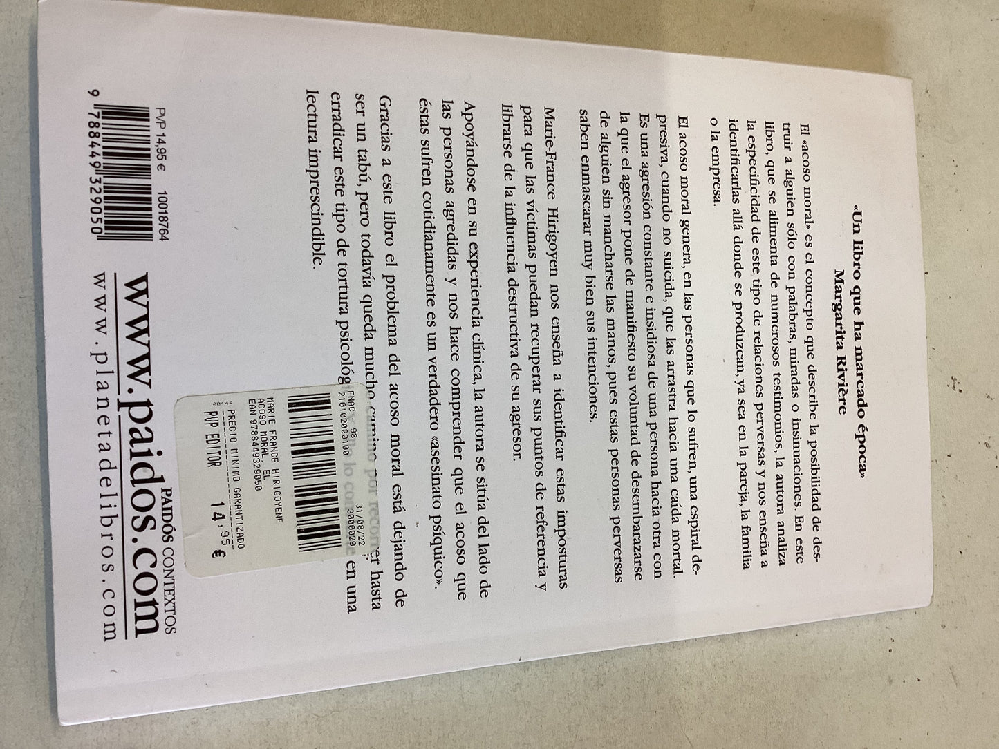 El Acoso Moral El Maltrato Psicoliogico Cotidiana Marie-France Hirigoyen 30th Edition