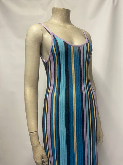 & Other Stories Blue Metallic Stripe Knit Dress Small BNWT