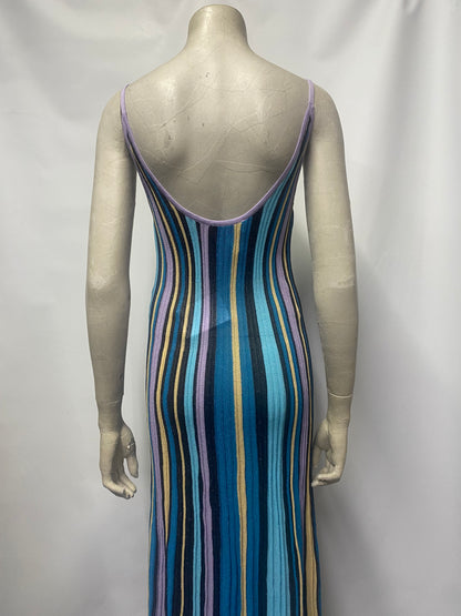 & Other Stories Blue Metallic Stripe Knit Dress Small BNWT