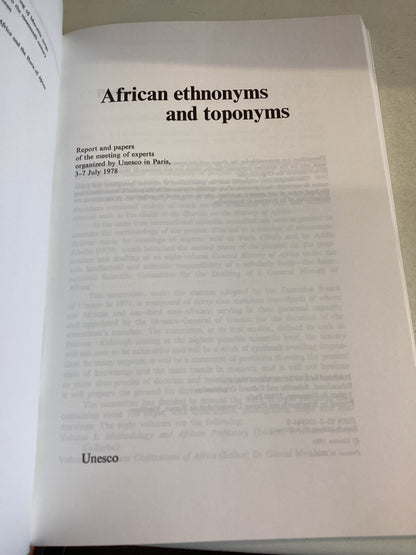 African Ethnonyms and Toponyms The General History of Africa Studies and Documents 6