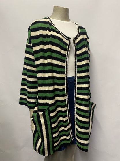 Bimba Y Lola Green Stripe Knit Jacket Cardigan Medium