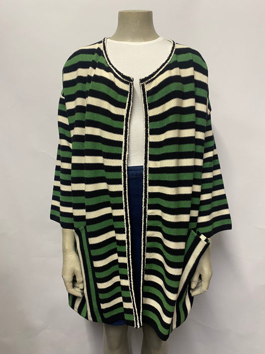 Bimba Y Lola Green Stripe Knit Jacket Cardigan Medium