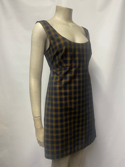 Choice Brown Chequered Mini Dress Small