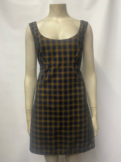 Choice Brown Chequered Mini Dress Small