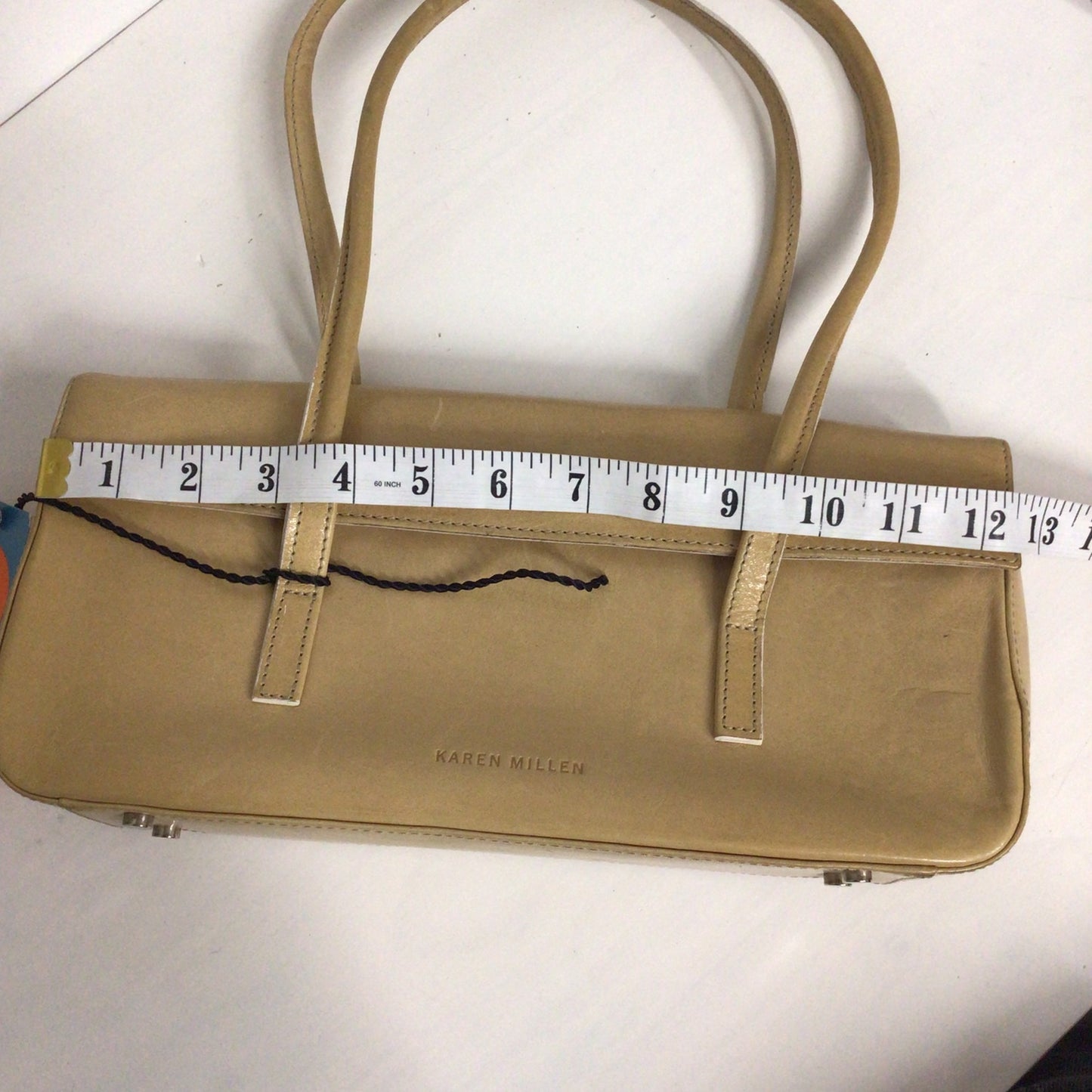 BNWT Karen Millen Made in Italy Beige Leather Baguette Bag