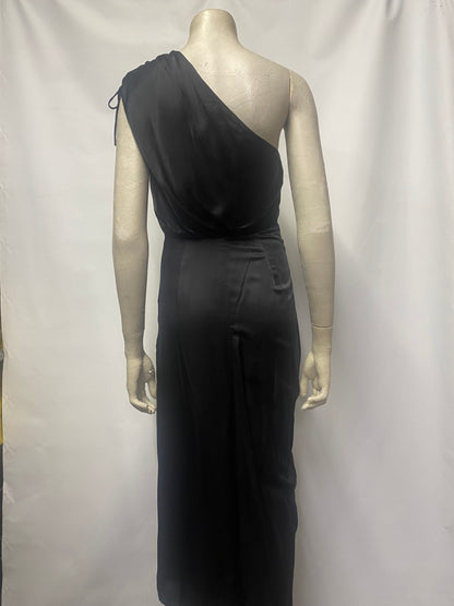 AllSaints Black Satin One Shoulder Laura Dress 8 BNWT