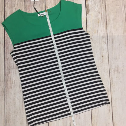 BNWT Calvin Klein Green & Black/White Striped Top Size S