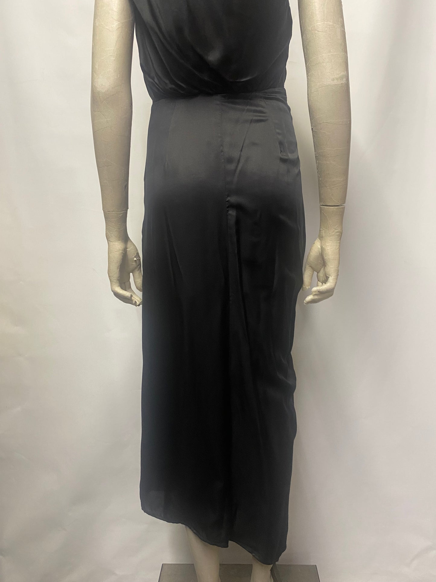 AllSaints Black Satin One Shoulder Laura Dress 8 BNWT