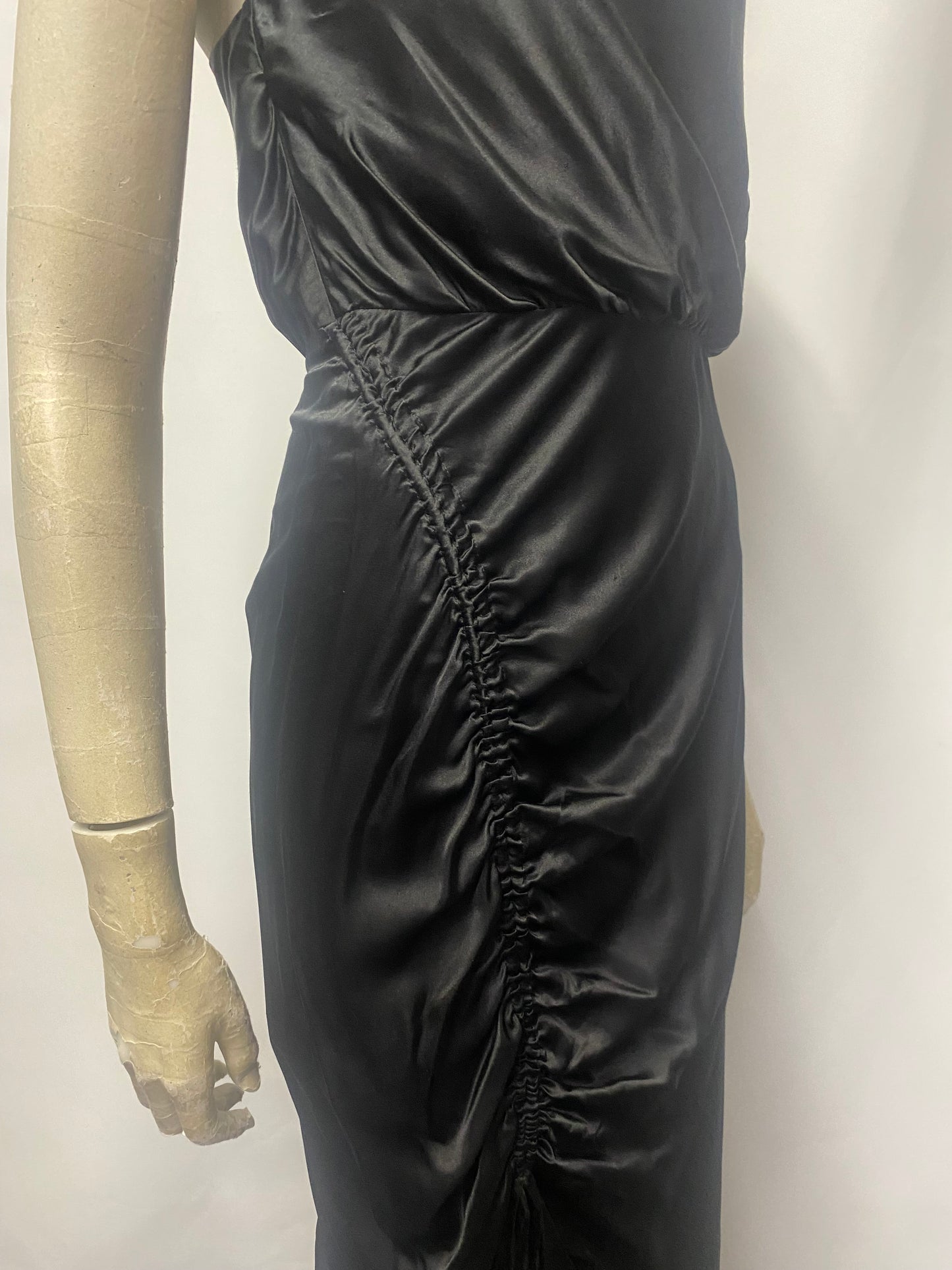 AllSaints Black Satin One Shoulder Laura Dress 8 BNWT