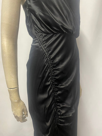 AllSaints Black Satin One Shoulder Laura Dress 8 BNWT