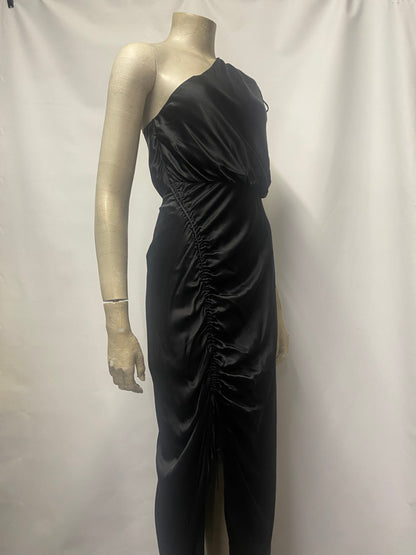 AllSaints Black Satin One Shoulder Laura Dress 8 BNWT