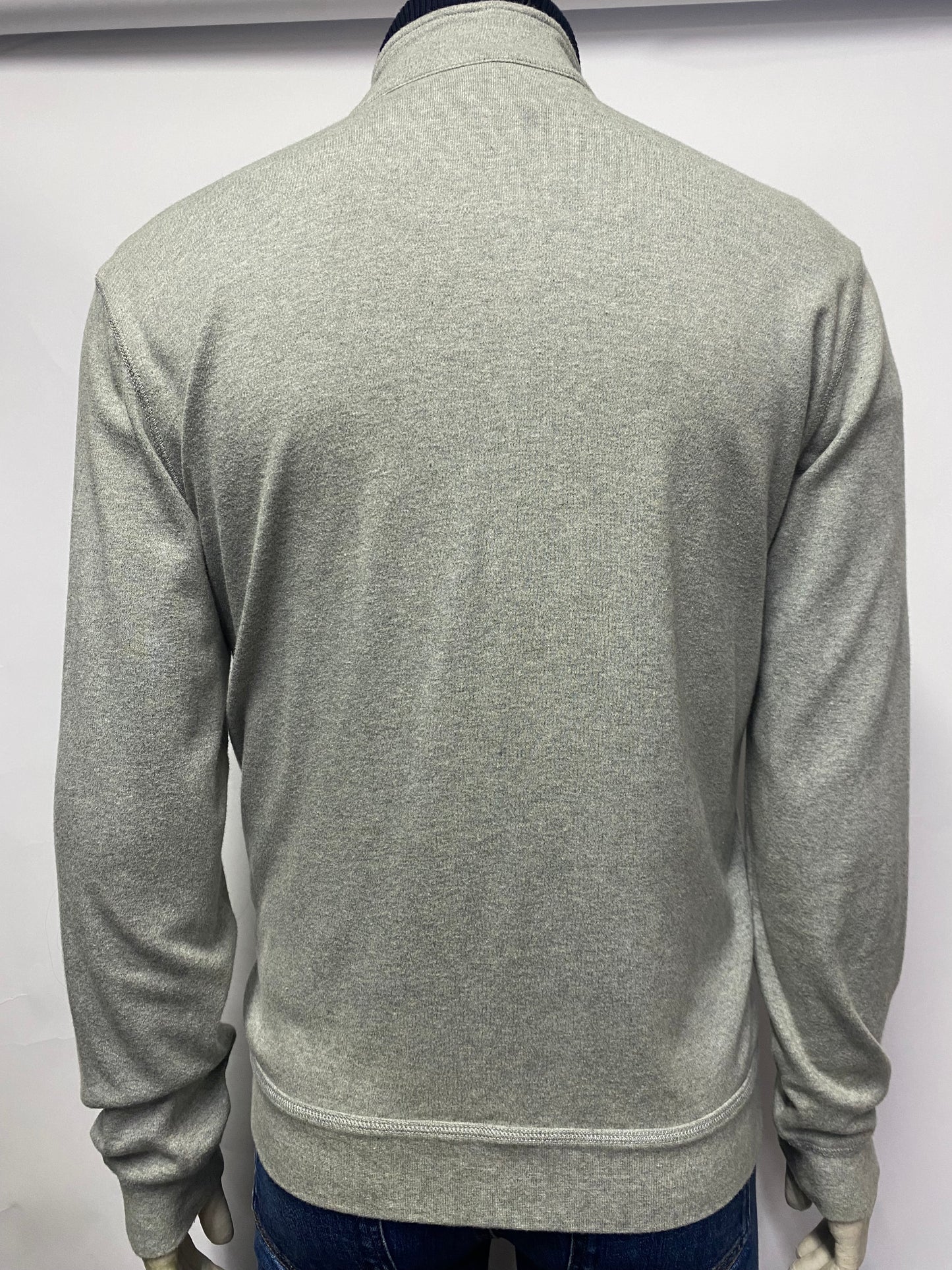 Armani Exchange Grey Cotton High Neck Zip Through Sweater Medium