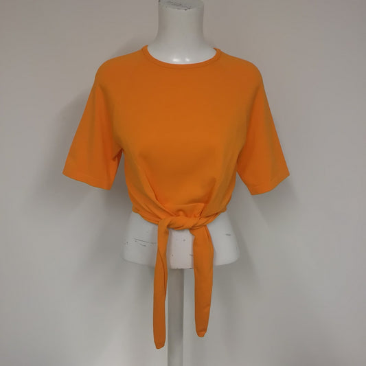 BNWT Karen Millen Yellow Tie Waist Jersey Crop Top RRP £90 Size S