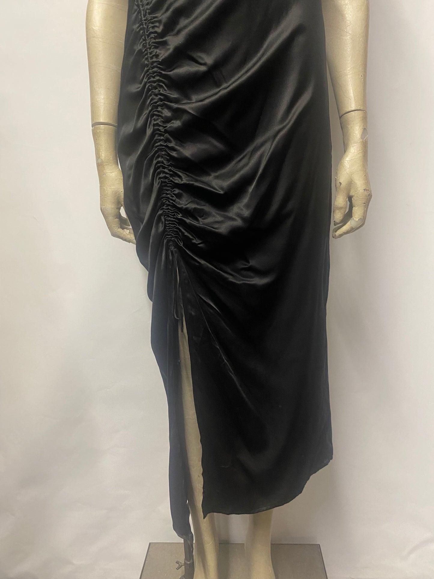 AllSaints Black Satin One Shoulder Laura Dress 8 BNWT