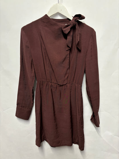 & Other Stories Burgundy Long Sleeve Mini Dress 6