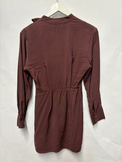 & Other Stories Burgundy Long Sleeve Mini Dress 6