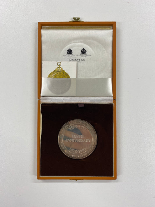 Spink & Son, LTD Silver UBAF 10th Anniversary Astrolabe Medal and Case 1982