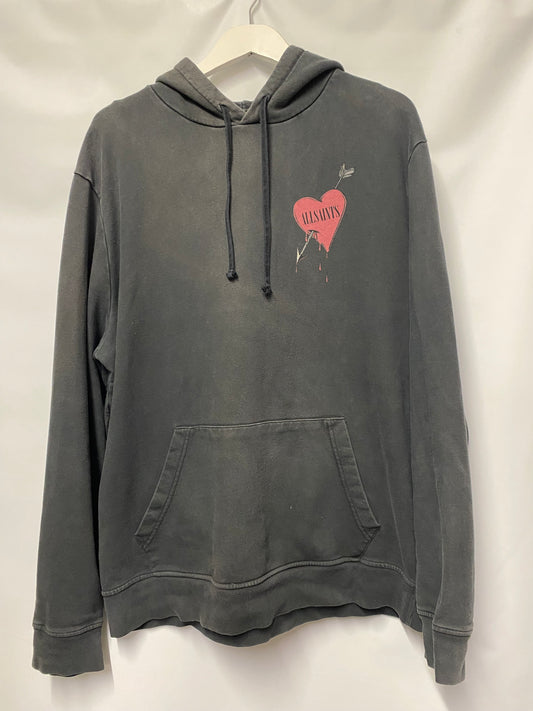 Allsaints Grey Cotton Bleading Heart Hoodie Medium